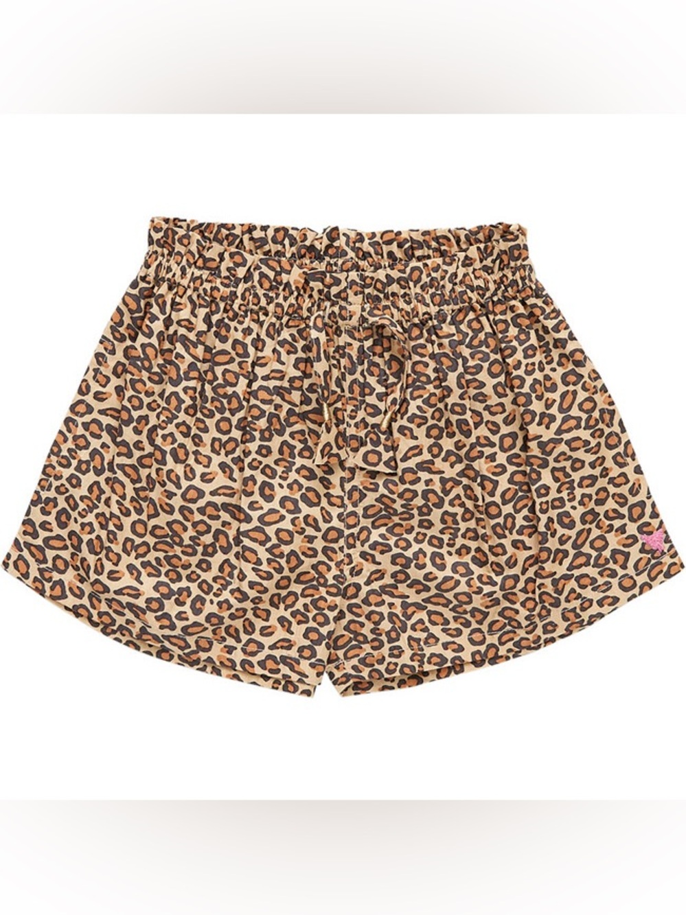 Pink Chicken Theodore Faux Tie Leopard Print Shorts 8Y